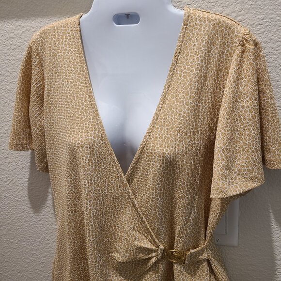 Michael Michael Kors women's khaki short sleeve blouse medium NWT - Picture 3 of 13